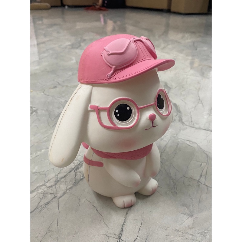 Tượng Tô Màu THỎ ĐÁNG YÊU ĐEO KÍNH size lớn 18-24cm