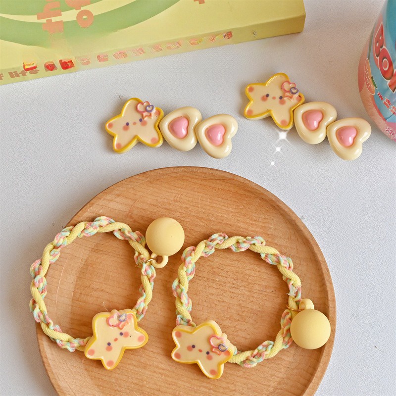 Kẹp Tóc Hình Ngôi Sao / Mặt Cười / Trái Tim Đôi Màu Vàng Phong Cách Hàn Quốc Dễ Thương - y2k / Dễ Thương Dành Cho Bé Gái