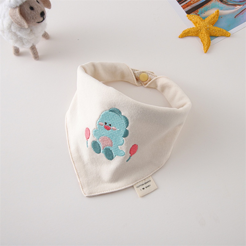 Yếm Ăn Hình Tam Giác Hai Lớp Bằng Chất Liệu 100% cotton Hữu Cơ Tự Nhiên Thêu Họa Tiết Đẹp Chất Lượng Cao Dành Cho Bé