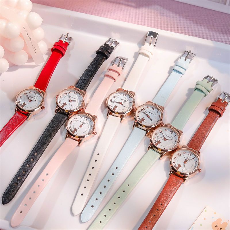 Bộ Đồng Hồ Đeo Tay Hình Mèo Hoạt Hình Đáng Yêu Dành Cho Trẻ 5 Tuổi