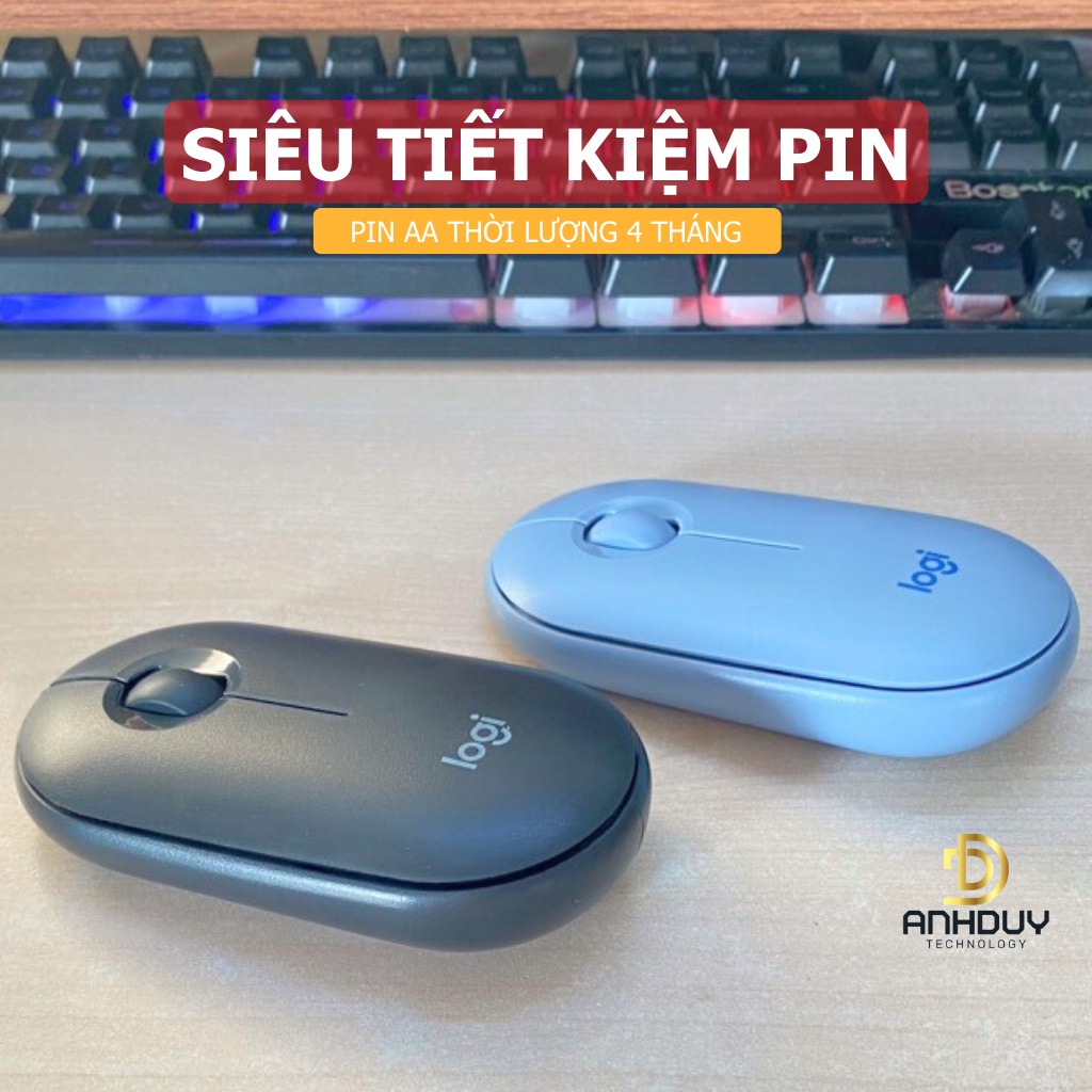 Chuột không dây bluetooth Logitech Pebble M350 OEM thiết kế mini click silent 5 màu tùy chọn