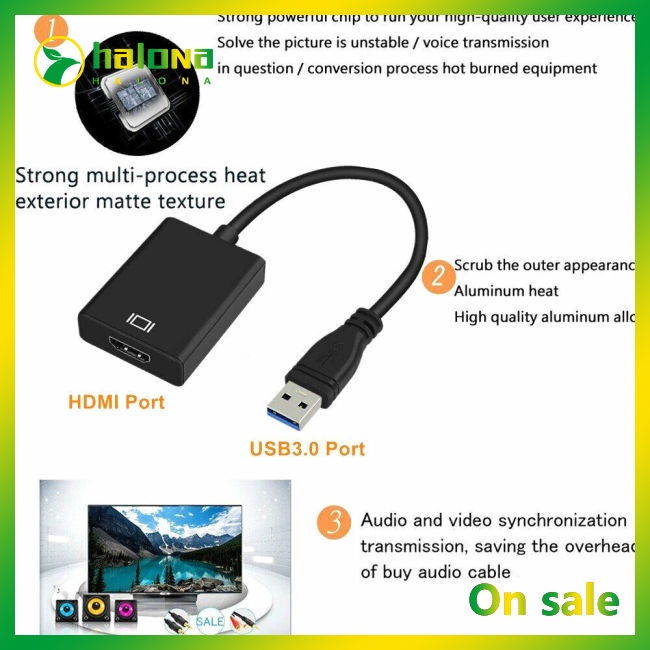 Halo Cáp Chuyển Đổi usb 3.0 Sang hdmi 1080p Cho pc laptop hdtv tv