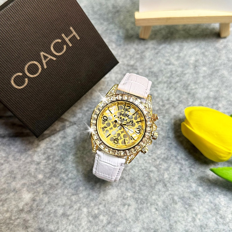 Đồng Hồ quartz Đính Đá Với Dây Đeo Da 41mm