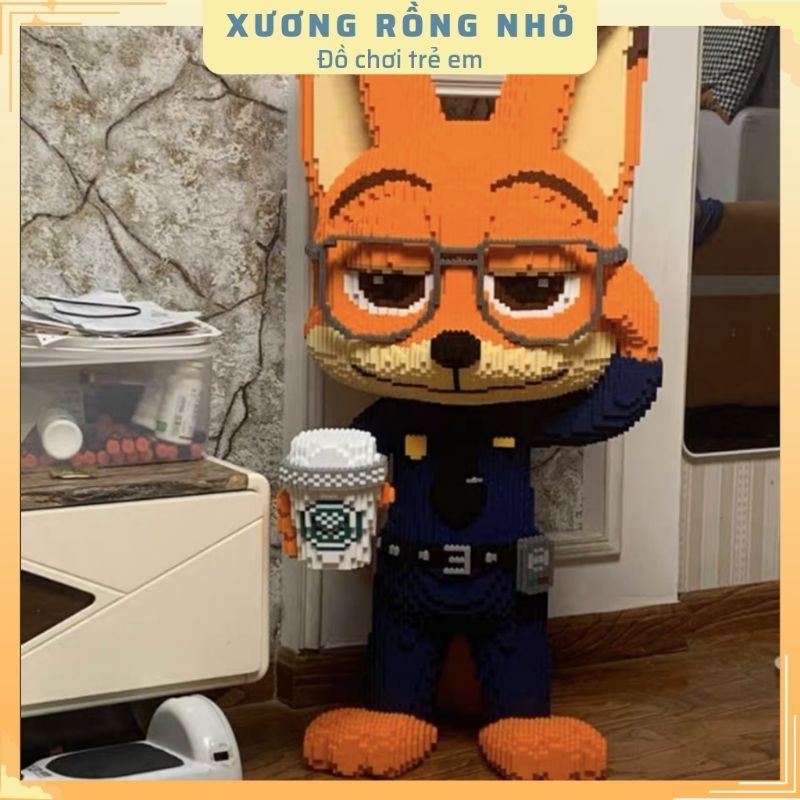 Lego cáo cảnh sát, thỏ cảnh sát 108cm tặng búa, lego cáo, thỏ 1m