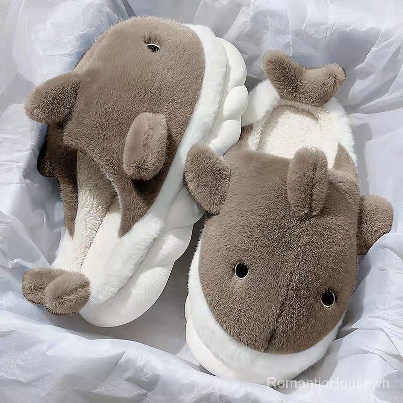 Dép Bông Đi Trong Nhà Chống Trượt Hình Cá Mập Dễ Thương Thời Trang Thu Đông 2023