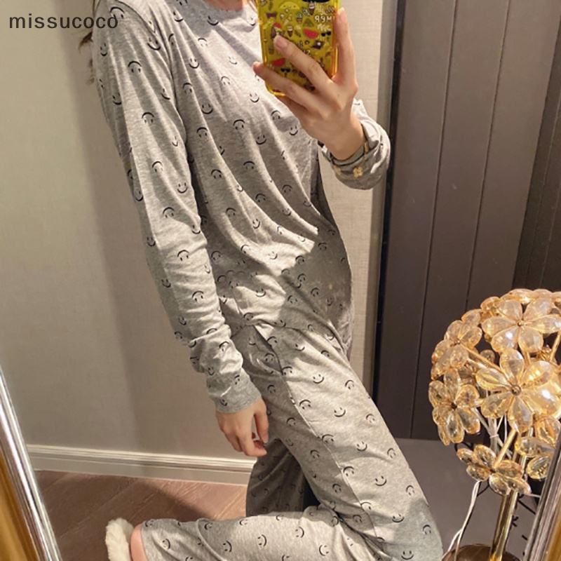 Bộ Đồ Ngủ Tay Dài In Họa Tiết Phong Cách retro Dành Cho Nữ bộ mặc nhà chất coc