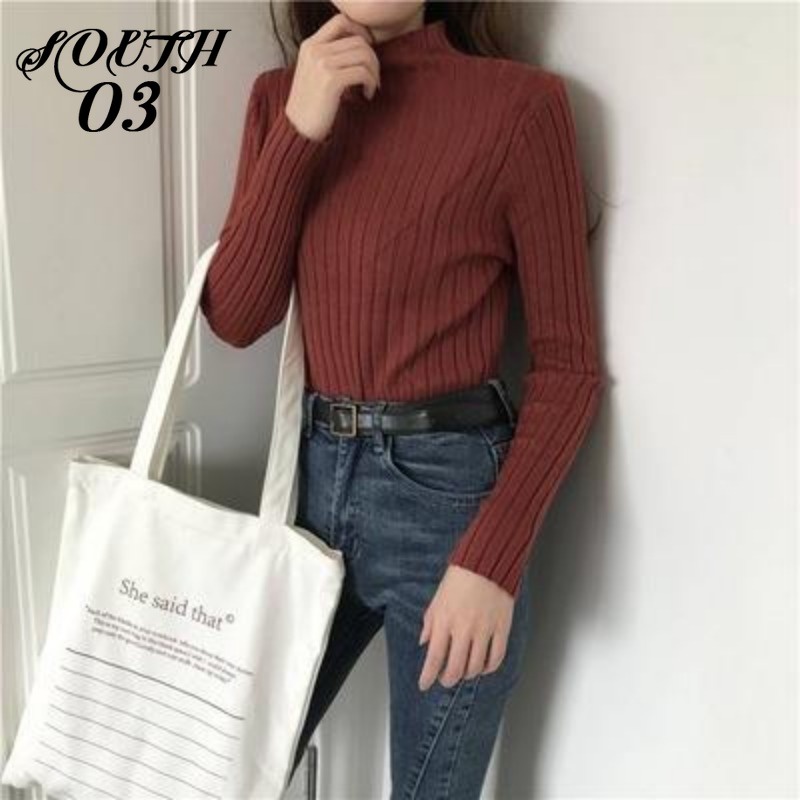 Áo sweater Dệt Kim Cổ Cao Dáng Ôm Thời Trang Thu Đông Hàng Mới 2023 Dành Cho Bạn Nữ