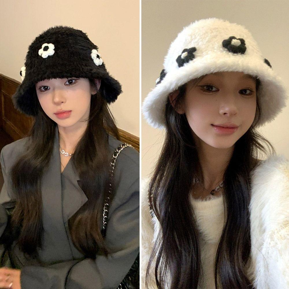 Mũ beanie Dệt Kim Dày Dặn Màu Trơn Giữ Ấm Tai Thời Trang Mùa Đông