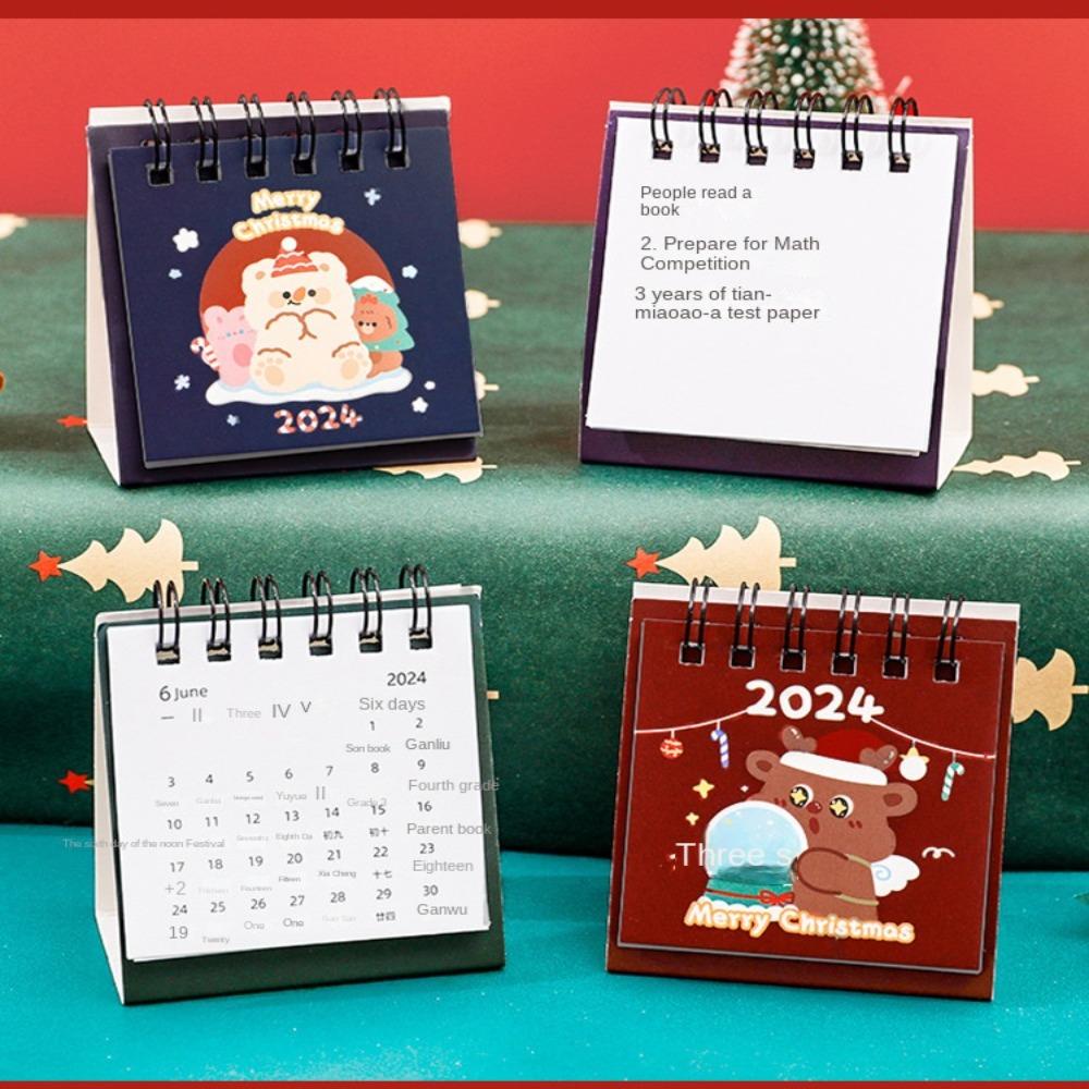 Lịch Để Bàn 2024 mini Họa Tiết Hoạt Hình Dễ Thương Dùng Làm Quà Tặng Giáng Sinh / Trường Học / Văn Phòng