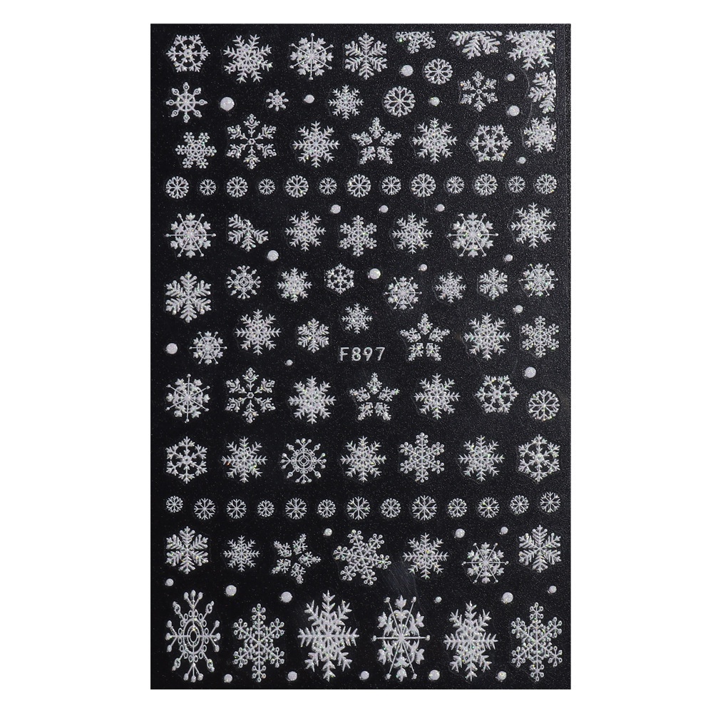 ✧Ready Stcok Nail Art Nhãn Dán Móng Tay Giáng Sinh 3d Fine Glitter Trắng Phong Cách Bông Tuyết Dính Dán Trang Trí Móng Tay Dụng Cụ Làm Móng Tay Cho Cửa Hàng Nail CAO HƠN