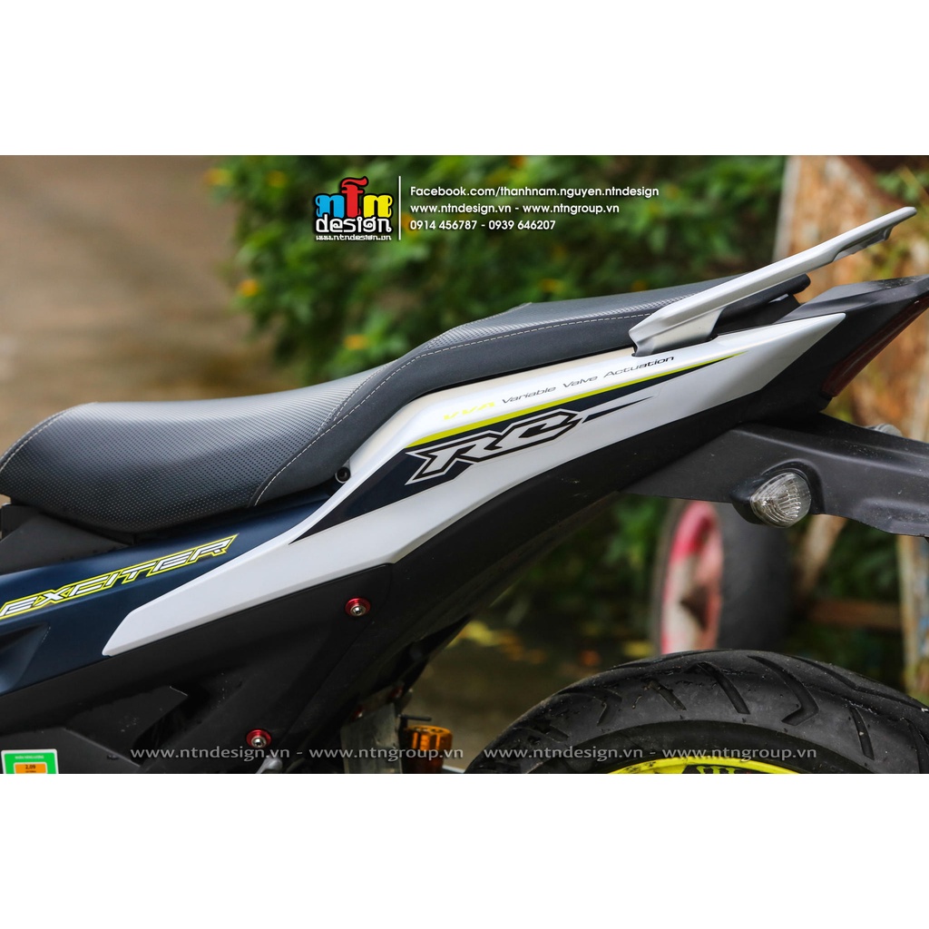 Tem rời Exciter 155 mẫu RC 2023 xanh vàng dán xe trắng siêu ngầu