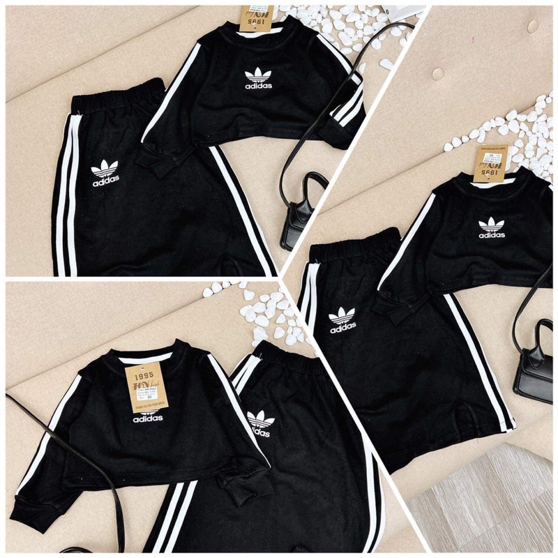 Set áo dài tay kèm chân váy dài cho bé gái 10-30kg