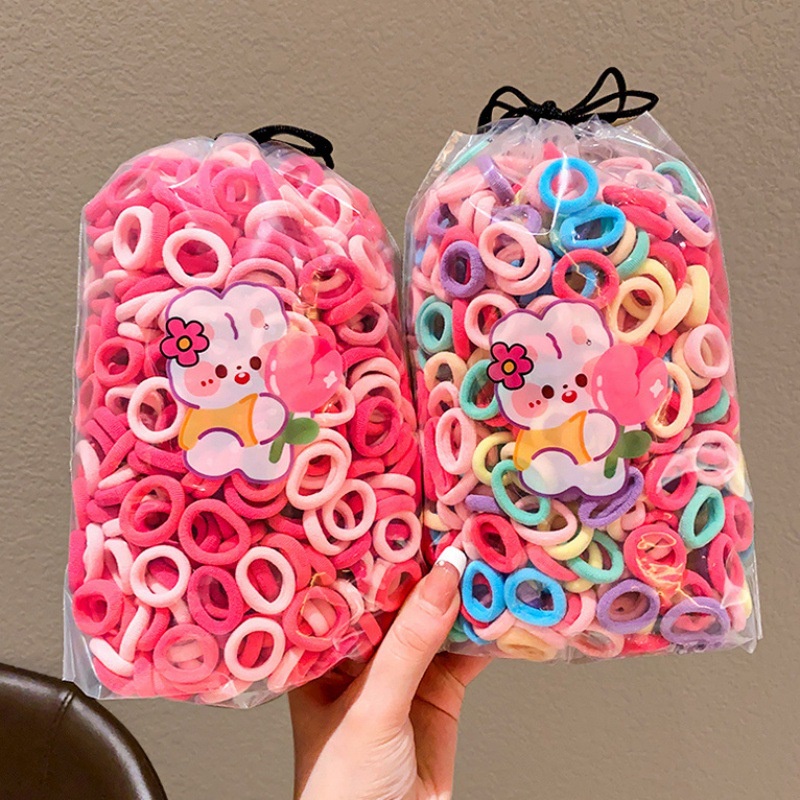 Set 100 / 200 / 300 Dây Buộc Tóc Co Giãn Nhiều Màu Dễ Thương Cho Bé