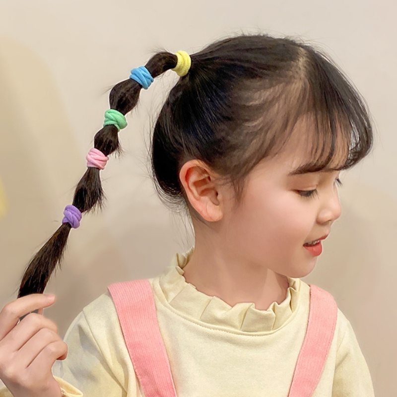Set 100 / 200 / 300 Dây Buộc Tóc Co Giãn Nhiều Màu Dễ Thương Cho Bé