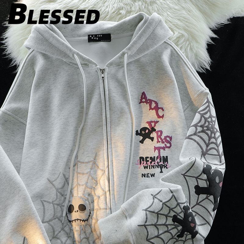 Blessed Áo Khoác hoodie áo khoác nữ zip hoodie Korean cổ xưa Popular casual WWY23A11ZP 44Z231030