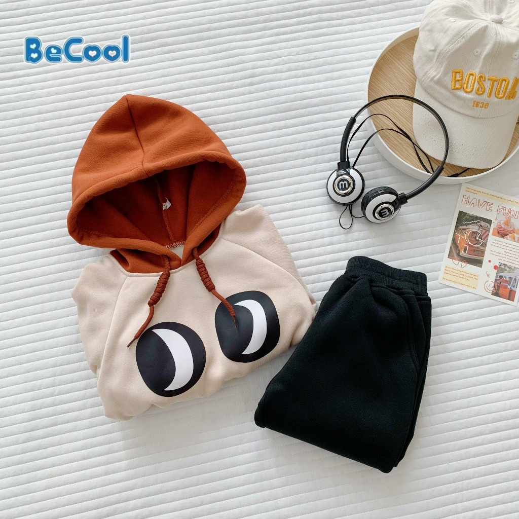 Bộ Nỉ Bông In Hình Mắt BAOBAOKIDS , Bộ Nỉ In Hình Mắt Ngộ Nghĩ Cho Bé Từ 8- 27kg