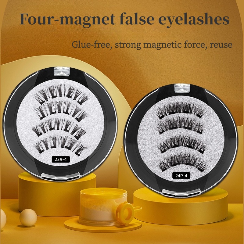 Set 4 Lông Mi Giả Từ Tính 3d Tự Nhiên Không Cần Keo Dán Tiện Lợi