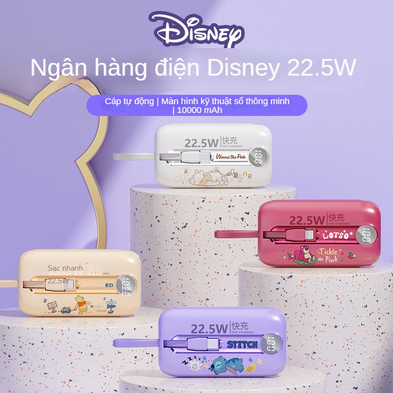 Disney Pin sạc dự phòng mini TDX6 10,000 mAh sạc nhanh có cáp sạc PD22W thích hợp cho iPhone Android Samsung Xiaomi