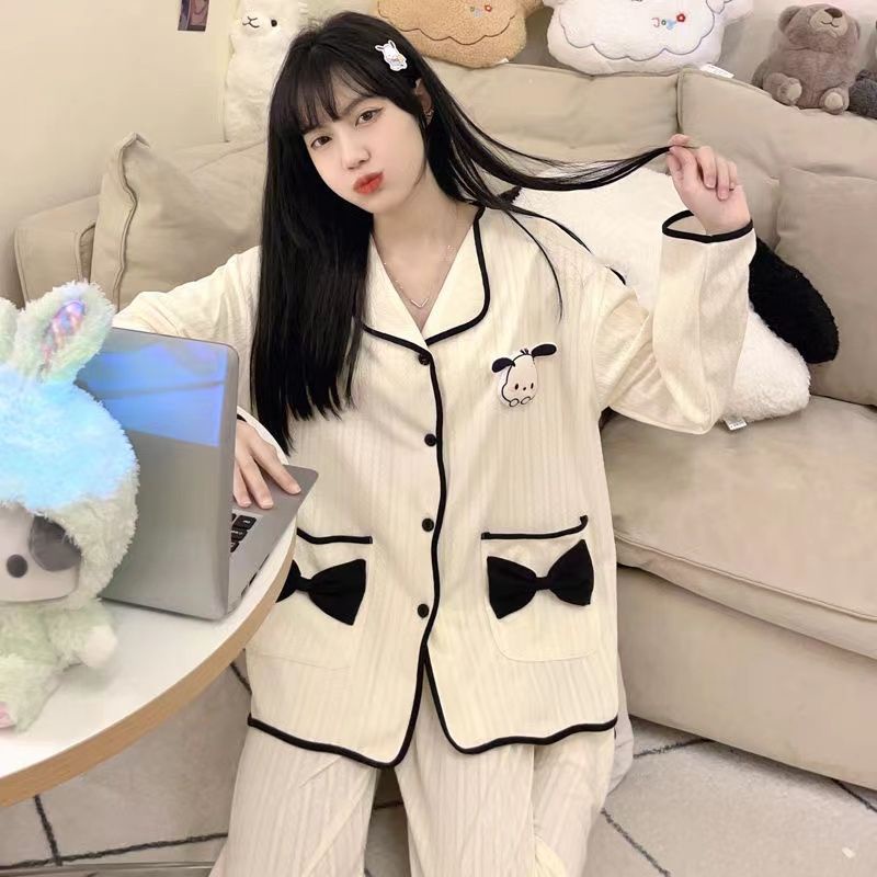 YAMI Bộ Đồ Ngủ Tay Dài In Hình Cún pacha Dễ Thương Cao Cấp Dành Cho Nữ