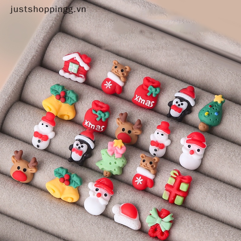 Set 20 Phụ Kiện Trang Trí Móng Tay 3d Hình Ông Già Noel Hoạt Hình Xinh Xắn