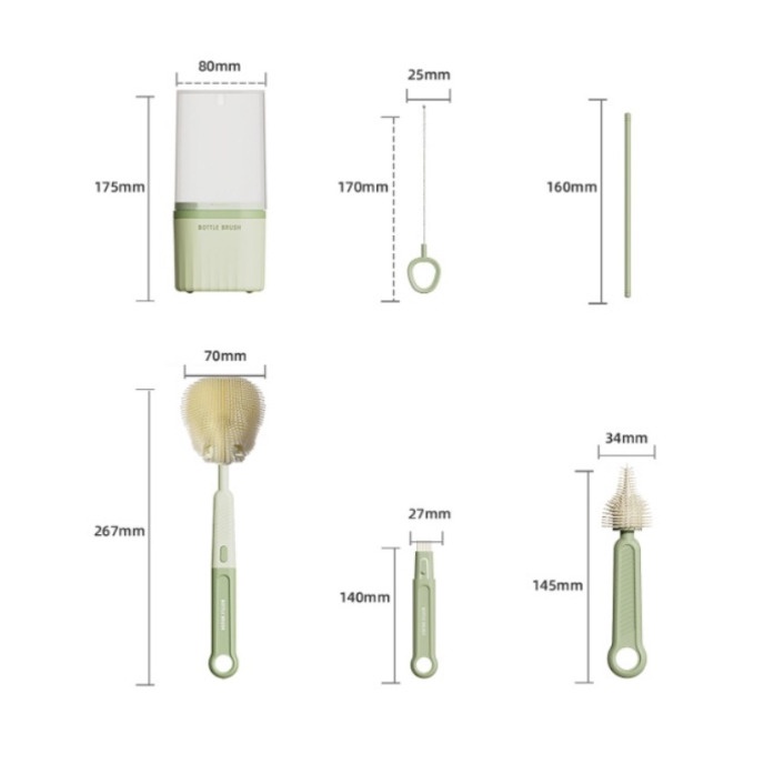 Bộ Cọ silicone Vệ Sinh Bình Sữa Em Bé Đa Năng 6 Trong 1