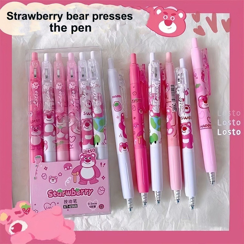 Bộ 6 Bút Mực gel Ngòi 0.5 Ký Tên Họa Tiết sanrio Dễ Thương Cho Nam Và Nữ