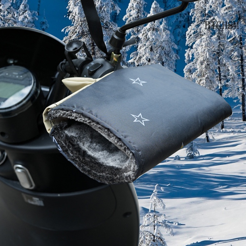 Bighsm Găng Tay Lái Xe Máy Dày Dặn Giữ Ấm Chống Mưa Mùa Đông skk