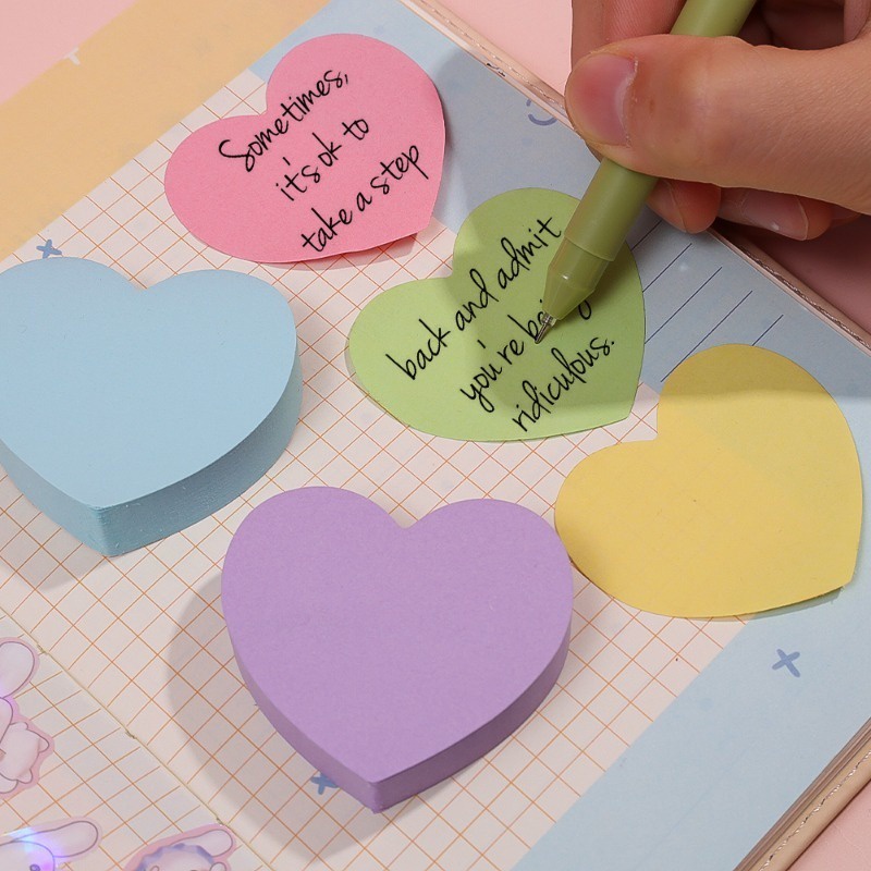 Giấy Dán Ghi Chú / Giấy Ghi Chú Di Động Hình Trái Tim Nhiều Màu Sắc Đơn Giản Cho Trường Học / Văn Phòng Phẩm Học Sinh / Văn Phòng Phẩm mini