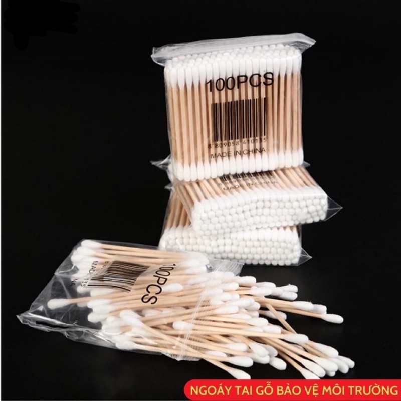 Tăm Bông Ngoái Tai Bằng Gỗ An Toàn Thân Thiện Môi Trường