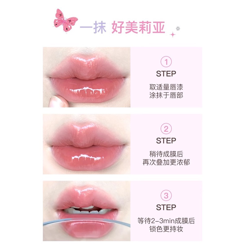 FLORTTE Chống Thấm Nước Son Bóng Dưỡng Ẩm Son Môi Men Không Dễ Dính Áo Mưa Son Môi