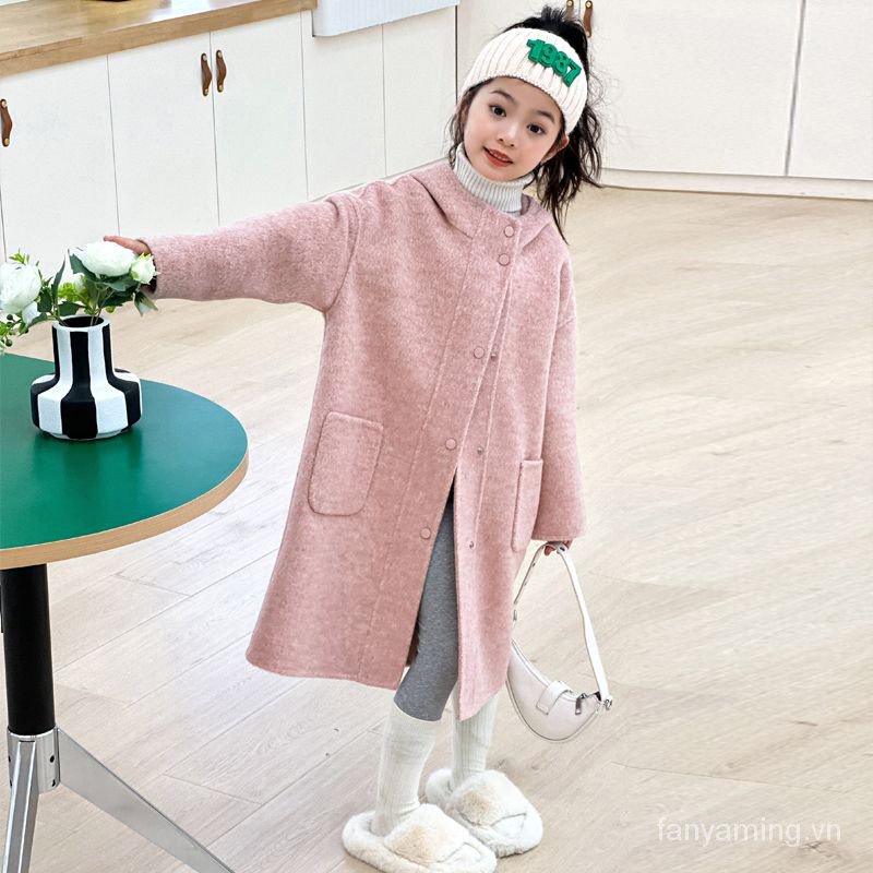 Áo Khoác Len Hai Mặt Cao Cấp Thời Trang Mùa Thu Đông Theo Phong Cách Hàn Quốc Cho Bé Gái