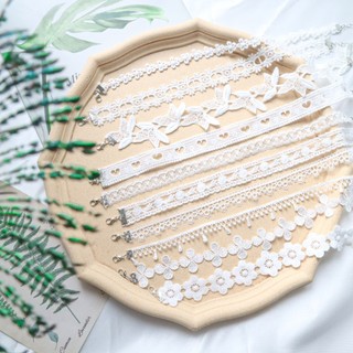 Vòng Cổ choker Ren Hoa Trắng Đơn Giản