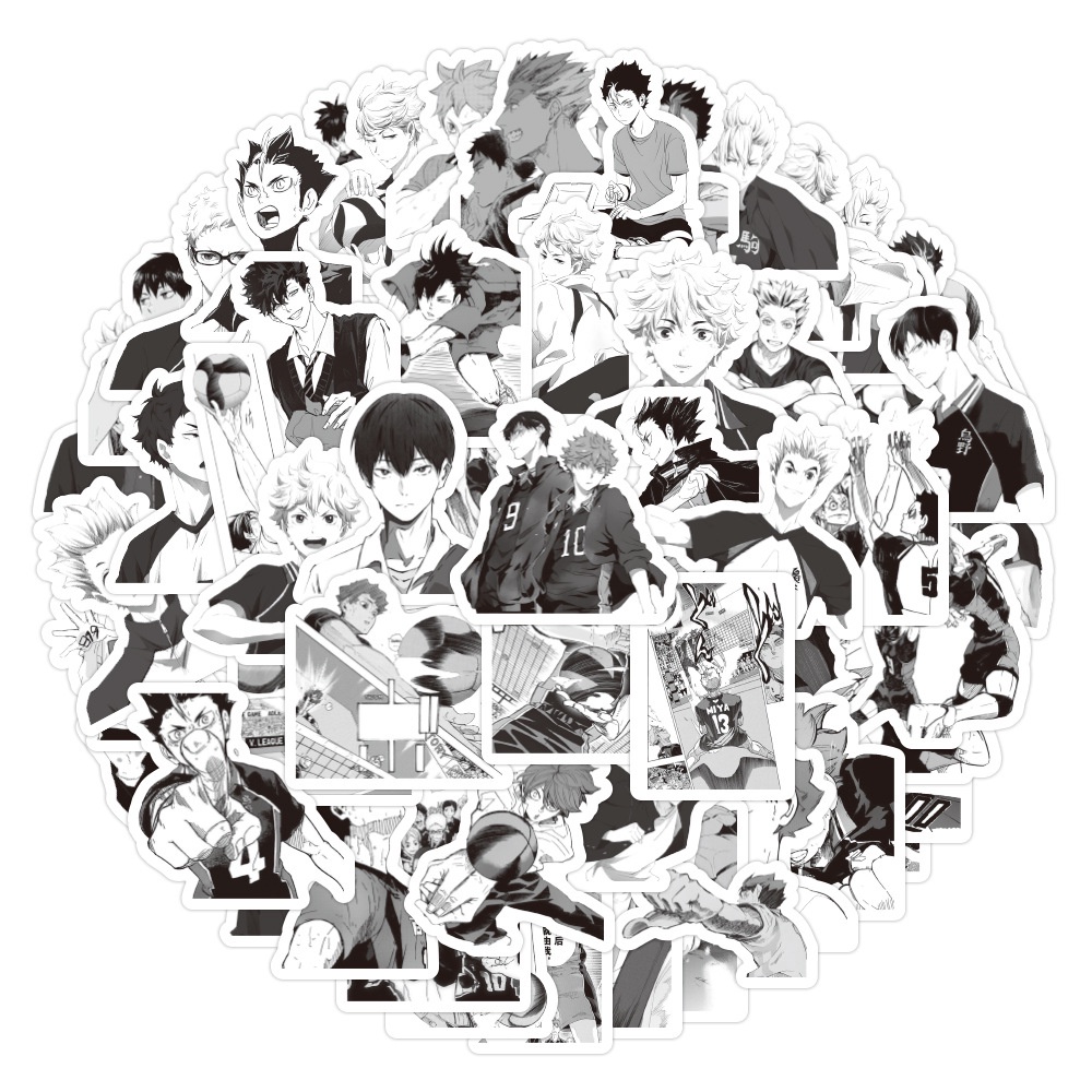 Bộ 100 Nhân Vật anime haikyuu!!! Đen Sticker graffiti Dán Trang Trí Mũ Bảo Hiểm Xe Đạp