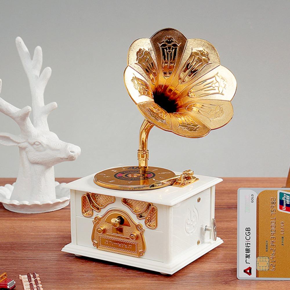 Mmluck gramophone Mô Hình Hộp Nhạc Hình Máy Hát Đĩa Than Cổ Điển Châu Âu