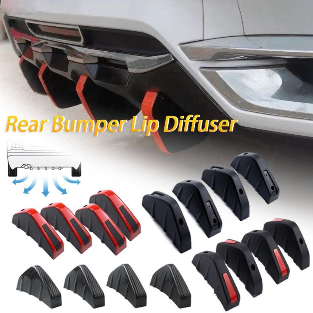 Btlimer set 4 Miếng Dán Sợi carbon Chống Va Chạm Hình Vây Cá Mập Màu Đỏ Đen Phổ Biến Cho Xe Hơi