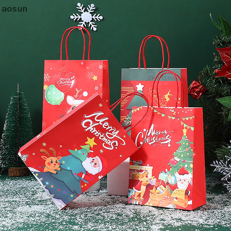Aosun Túi Giấy kraft Đựng Quà Giáng Sinh Hình Ông Già Noel Tuần Lộc Dễ Thương