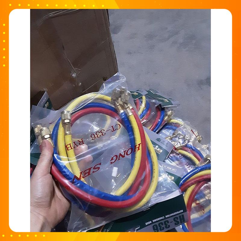 Bộ 3 Dây Nạp Gas R22 HS-336 HONGSEN Tặng Kèm ty ron ba dây sạc ga tủ lạnh điều hòa máy lạnh 22 Mới