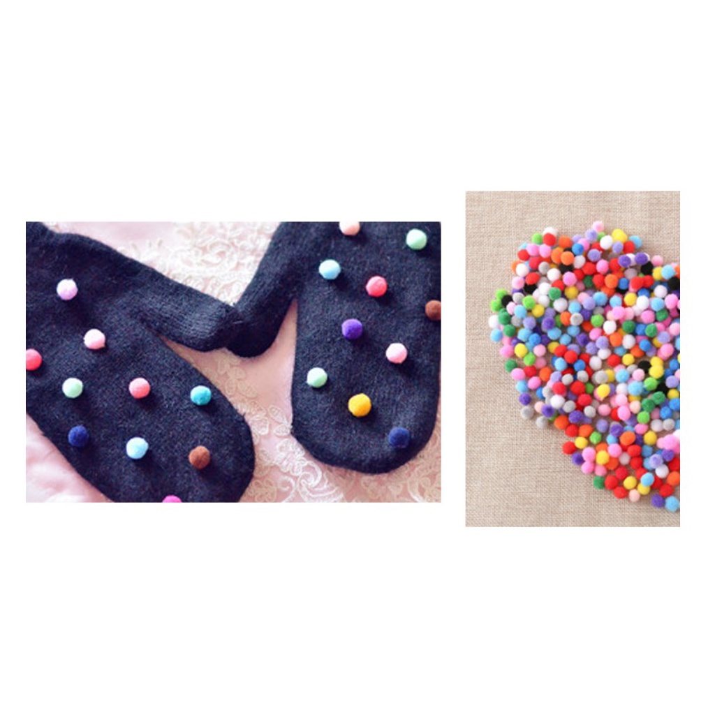 2000Pcs 1cm DIY Multicolor Mini Soft Fluffy Pom Poms Ball for Kids Tool