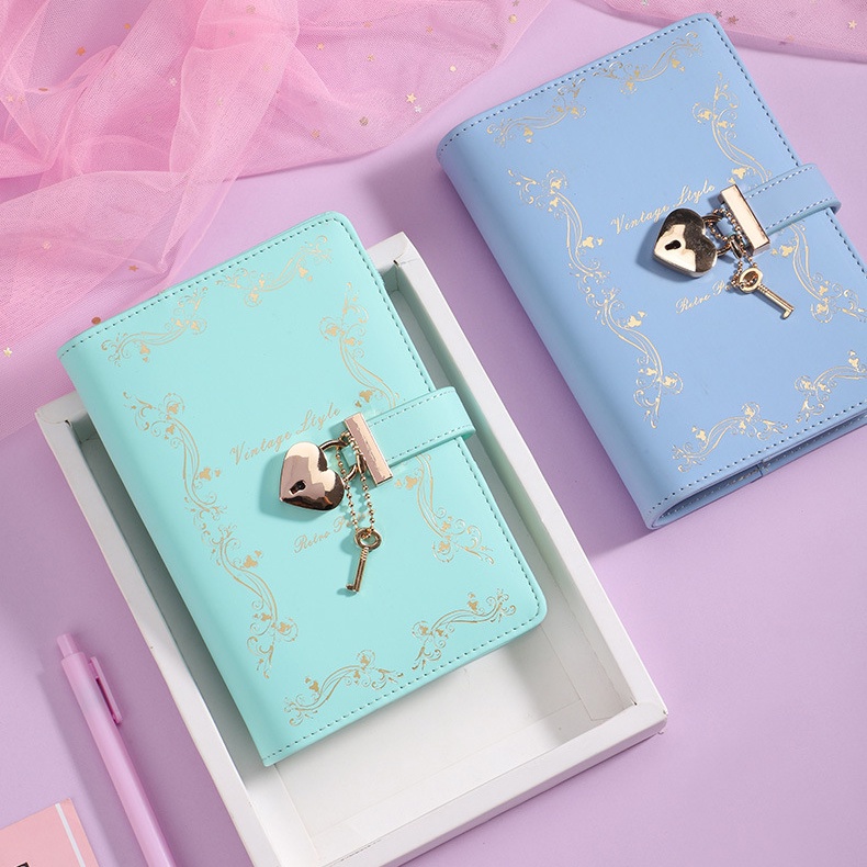 Sổ mã có khóa, khóa da nhật ký A6, khóa du lịch dành cho nữ và sinh viên đại học