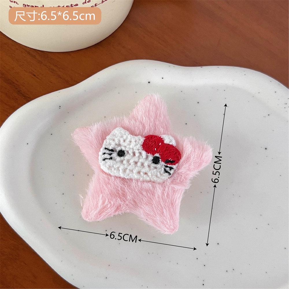 Kẹp Tóc Hình Ngôi Sao Năm Cánh Phủ Lông Nhiều Màu Sắc Thời Trang Cá Tính Cho Nữ sanrio kuromi melody