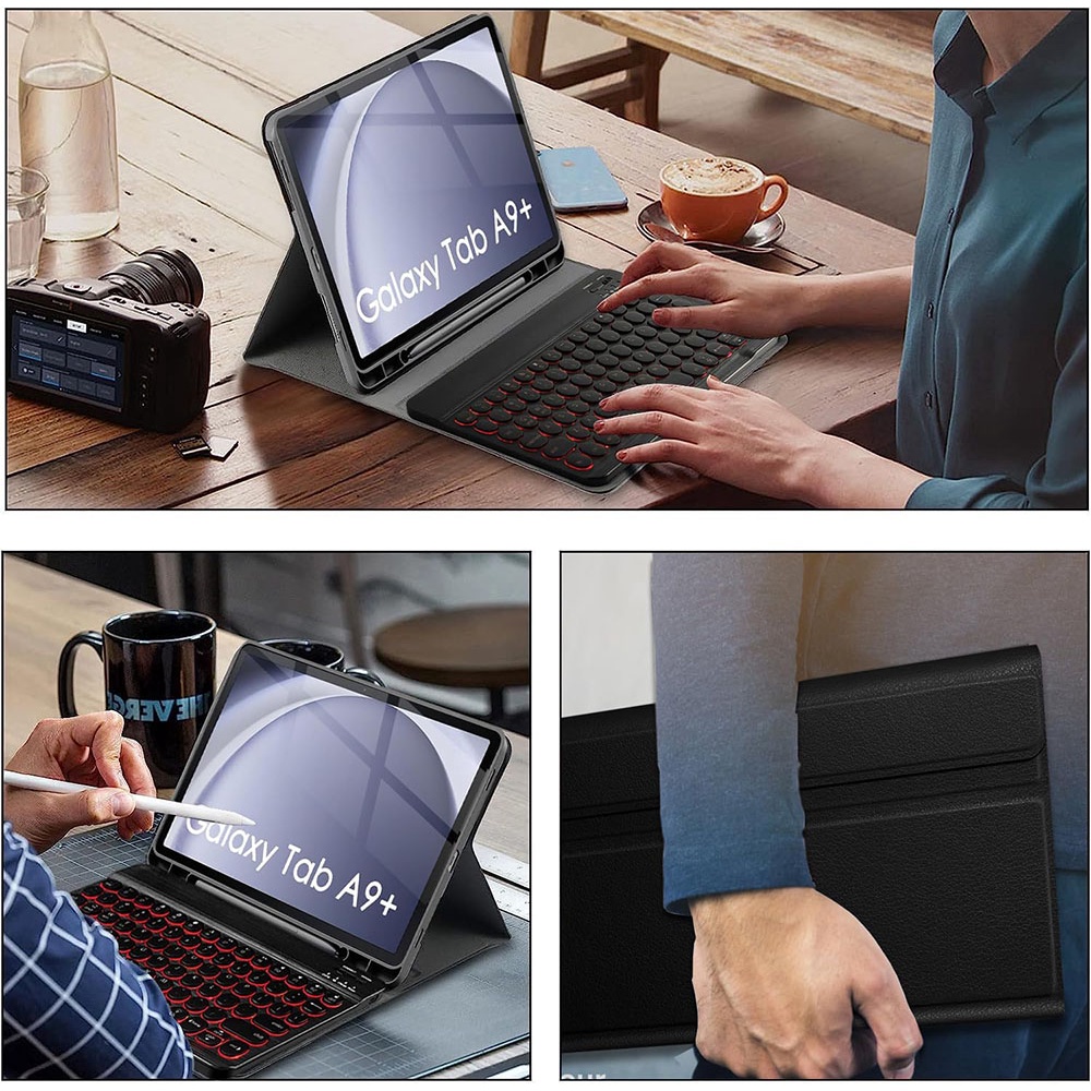 Bao Da Máy Tính Bảng Kèm Bàn Phím Không Dây Cho samsung tab a9 plus 11 inch 2023 7 Màu galaxy tab s9 / s9 fe / s8 / s7 tab s6 lite tab a8 10.5