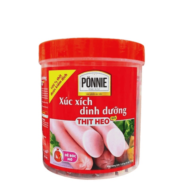Xúc Xích Tiệt Trùng Ponnie Vị Heo - Hộp 50 Cây x 19G