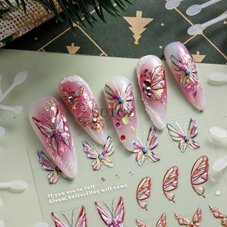 1 Tờ Sticker Dán Móng Hình Bướm 5d Lấp Lánh 5d