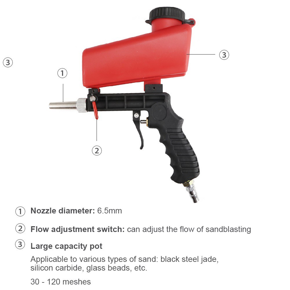 Súng Bắn Cát Mini Cầm Tay 1/4 inch, Súng phun cát hơi khí nén