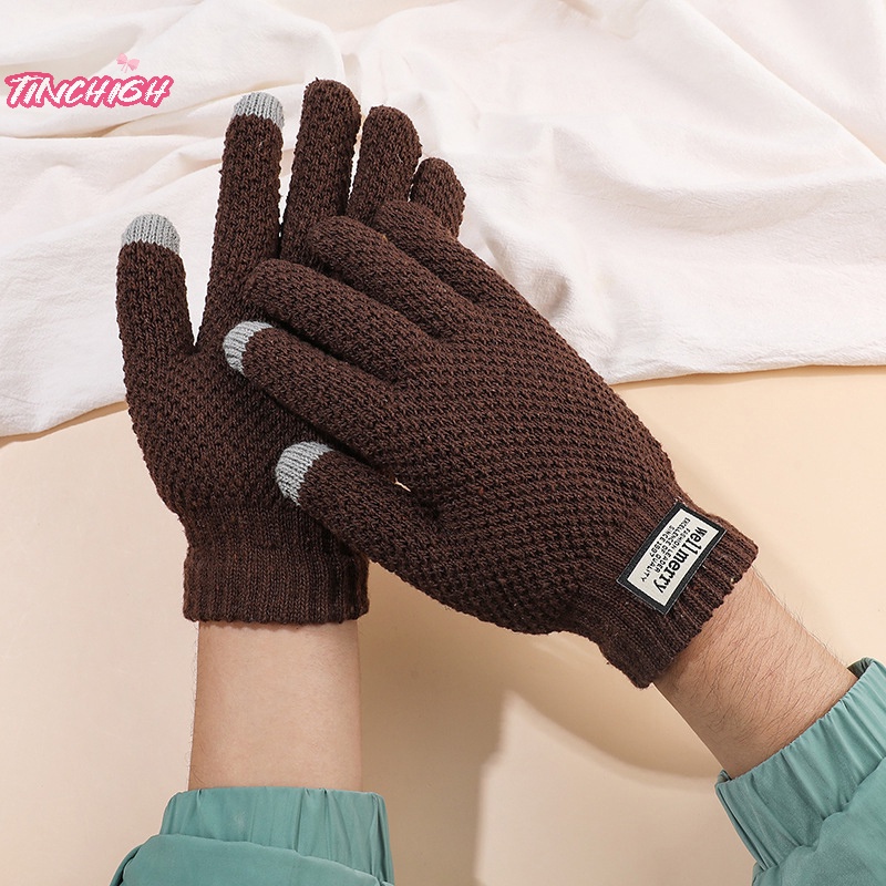 1 Đôi Găng Tay Giữ Ấm Mùa Đông Chống Gió Dệt Kim Dày Dặn Có Thể Dùng Màn Hình Cảm Ứng Dành Cho Nam Nữ