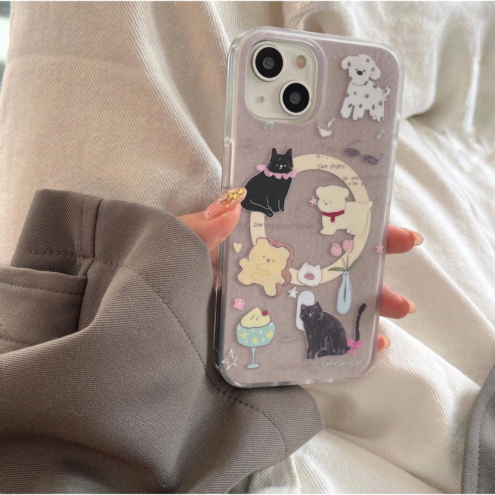 Vỏ Bao Da Điện Thoại Cứng Hình Mèo Đen Hít Nam Châm iphone 12 12pro 12promax 13 13pro 13promax 14 14pro 14promax 15 15pro 15promax Ốp