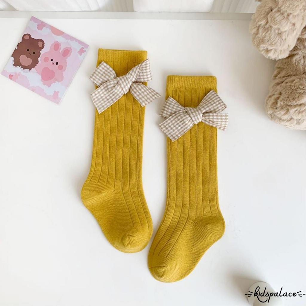 Vớ Dài Qua Gối Mềm Mại Đính Nơ Sọc Caro Thời Trang Giáng Sinh Cho Bé Gái