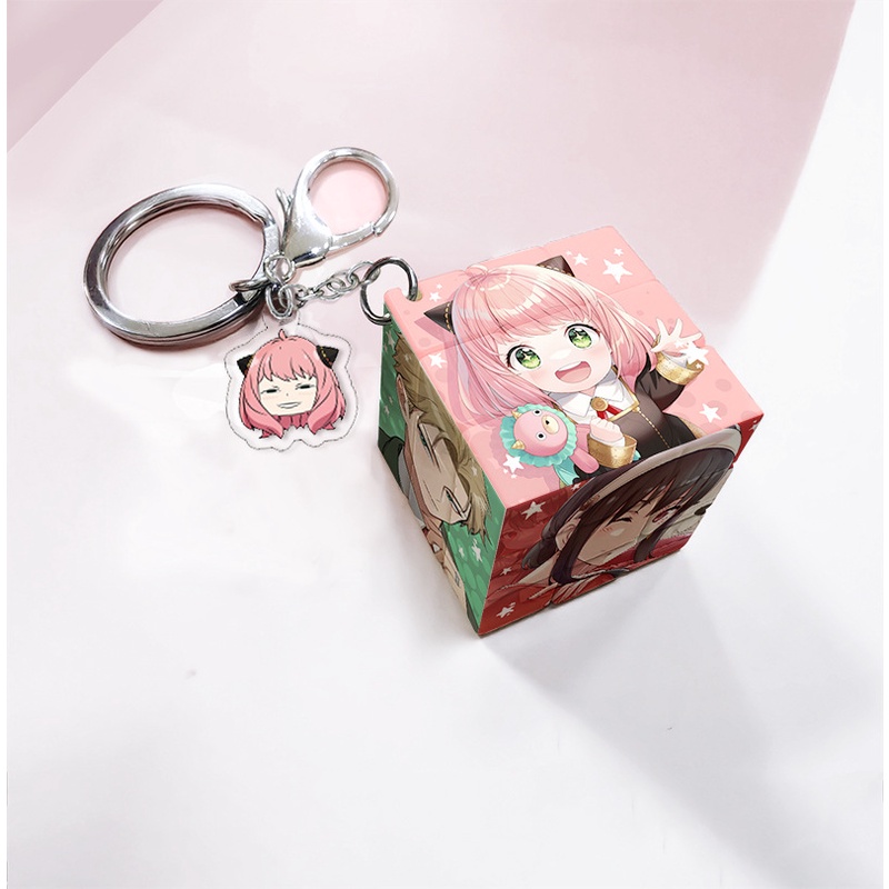 SLAM DUNK,Demon Slayer,JOJO,ONE PIECE,BLUE LOCK,Haikyuu!! Attack on Titan, NARUTO,SPY FAMILY,Jujutsu Kaisen,Tokyo Revengers,Hunter, Chainsaw Man Small Rubik's Cube Keychain Pendant