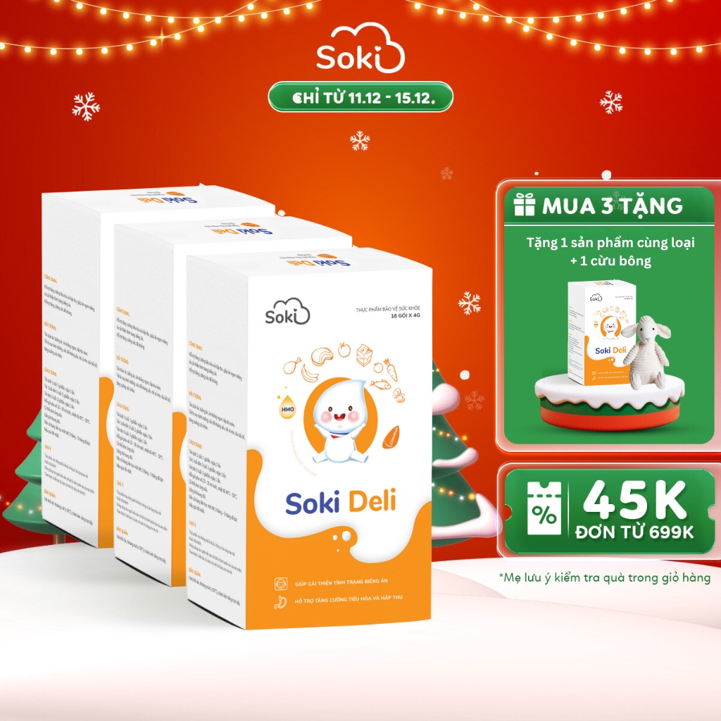 Combo 3 Hộp SOKI DELI Giúp Bé Ăn Ngon Miệng, Tăng Cân Khoa Học (3 Hộp X 18 Gói X 4G)