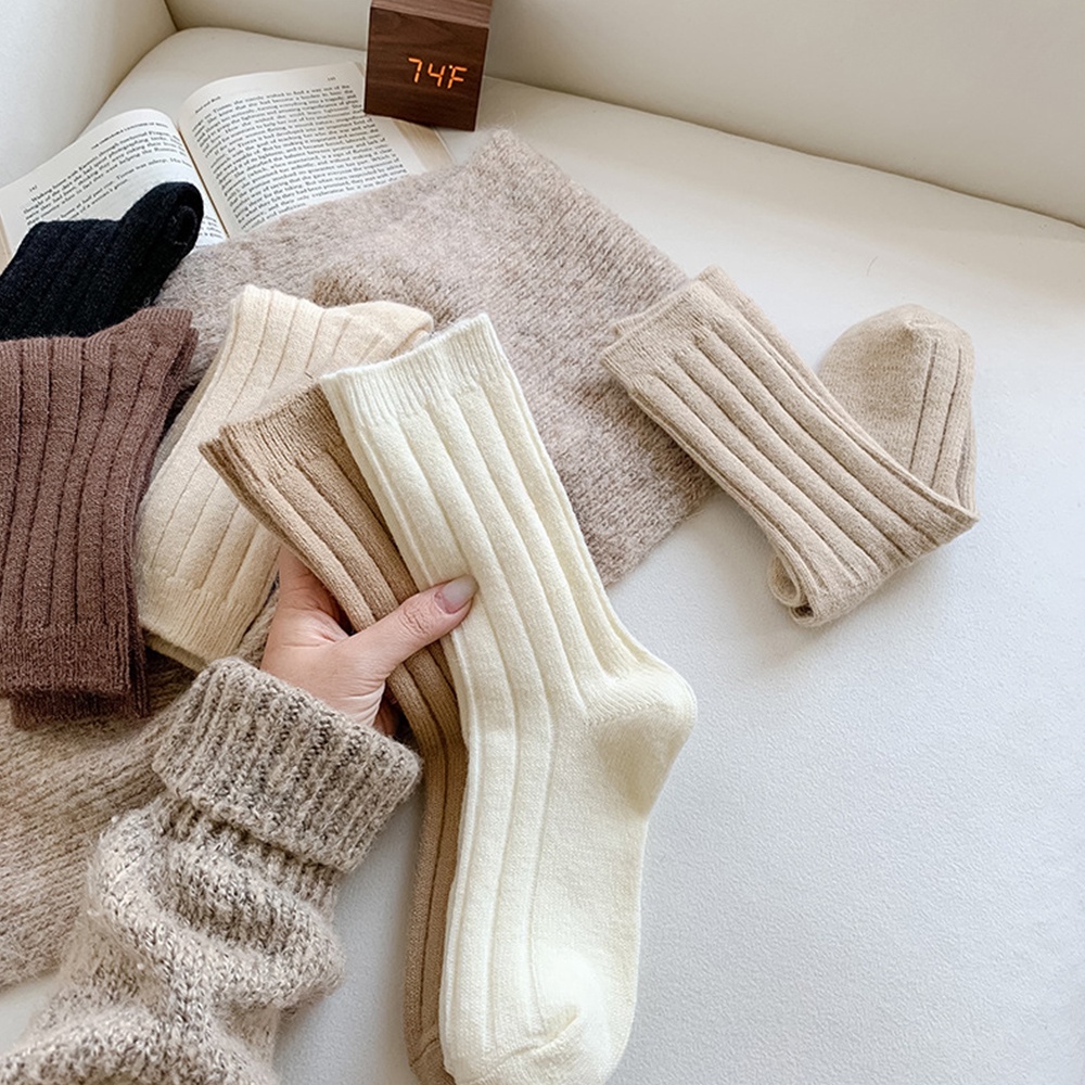 Đôi Tất Chân Len Dày Màu Trơn Thời Trang vintage